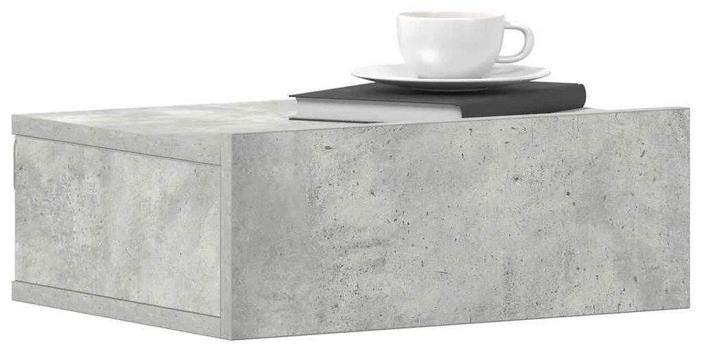 2 db betonszürke szerelt fa függő éjjeliszekrény 40x30x15 cm