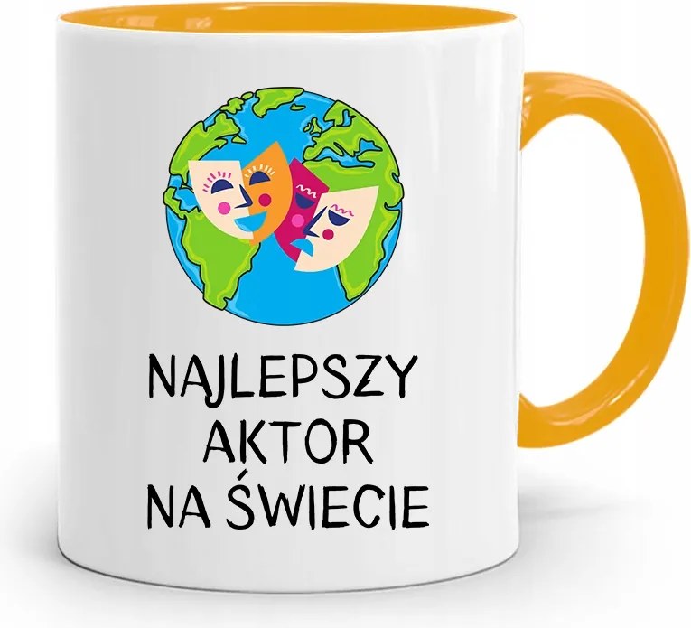 Színésznőnek Színésznő Bögre Sárga Születésnapi Ajándék fényképes nyomtatással