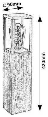 Rabalux 7196 Wales kültéri alacsony oszloplámpa fa elemekkel