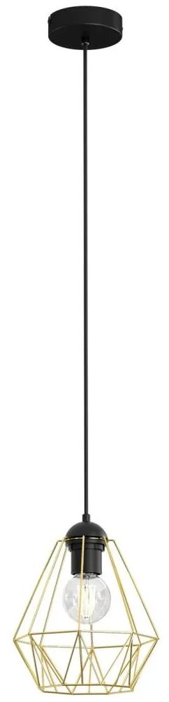 Csillár zsinóron BERGEN 1xE27/60W/230V fekete/arany