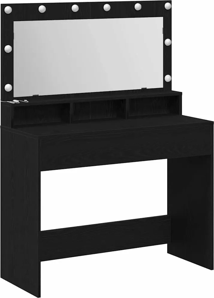 vidaXL Öltözködőasztal tükörrel Fekete tölgy 100 x 41 x 135 cm Faanyag