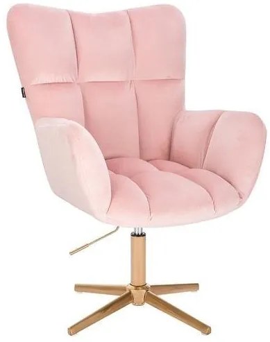 HR650CROSS Púderrózsaszín modern velúr szék arany lábbal