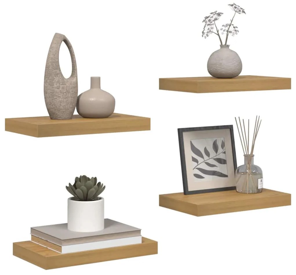vidaXL Falpolc Falra szerelhető 4 pcs Barna 40 x 23,5 x 4 cm Faanyag