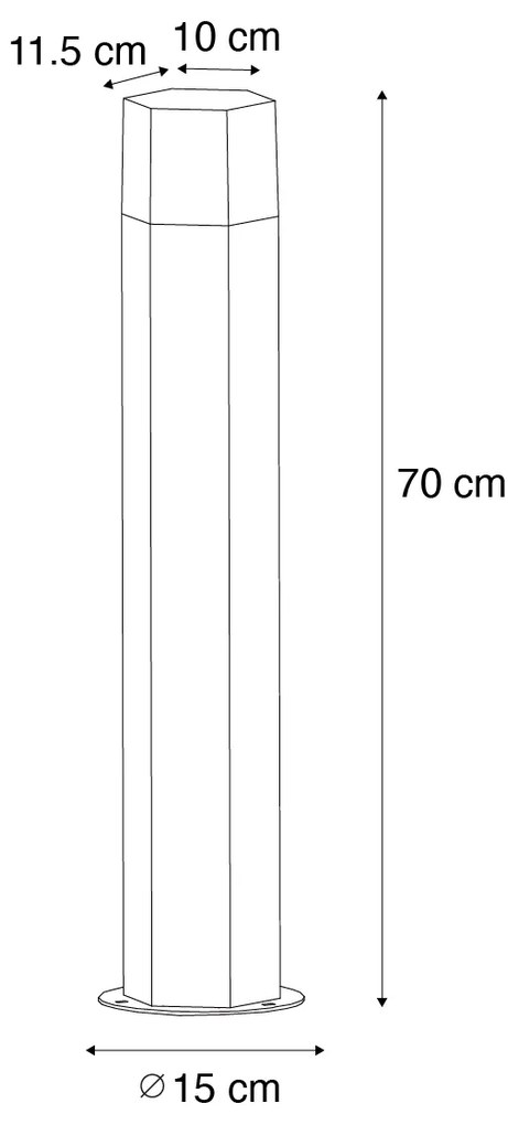 Kültéri állólámpa fekete füstös árnyékolóval hatszögletű 70 cm - Denmark