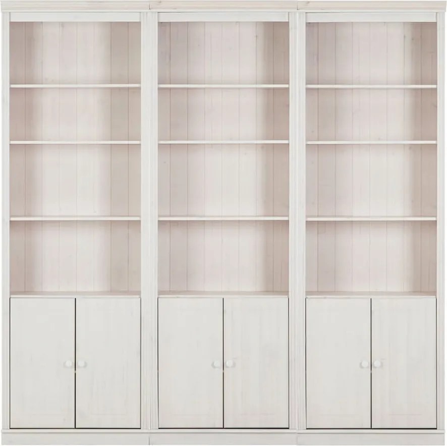 Fehér borovi fenyő könyvespolc 222x223 cm Anita – Støraa