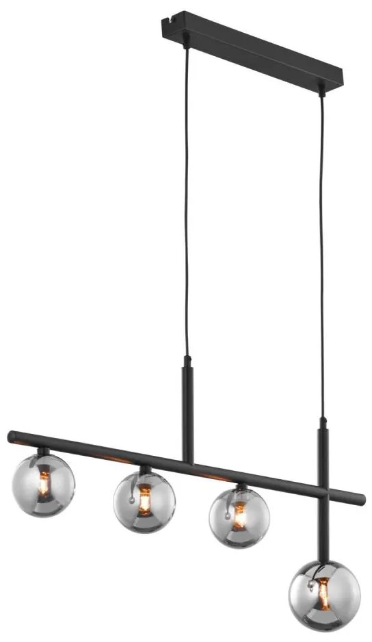 Jupiter 1908 - NEPTUN kábeles csillár 4xG9/14W/230V fekete/füstszürke