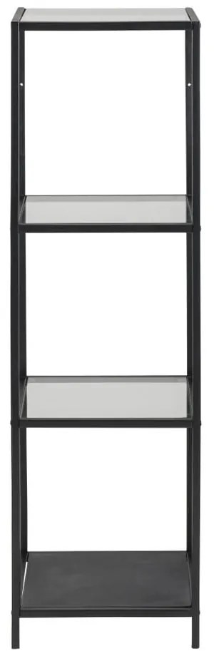 Fekete üveg polcos állvány 35x120 cm Seaford – Actona