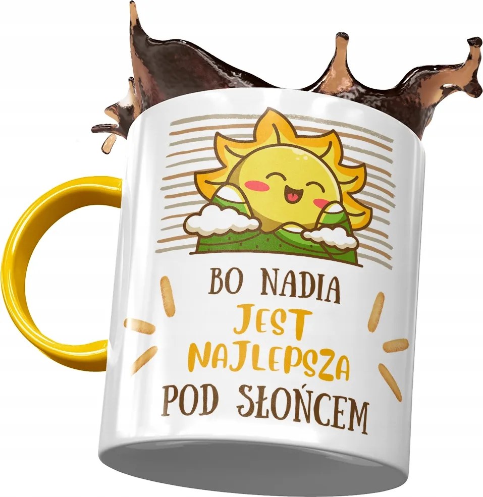 Sárga Bögre Nadia Barátnő Feleség Ajándék Nyomtatott Fotóval