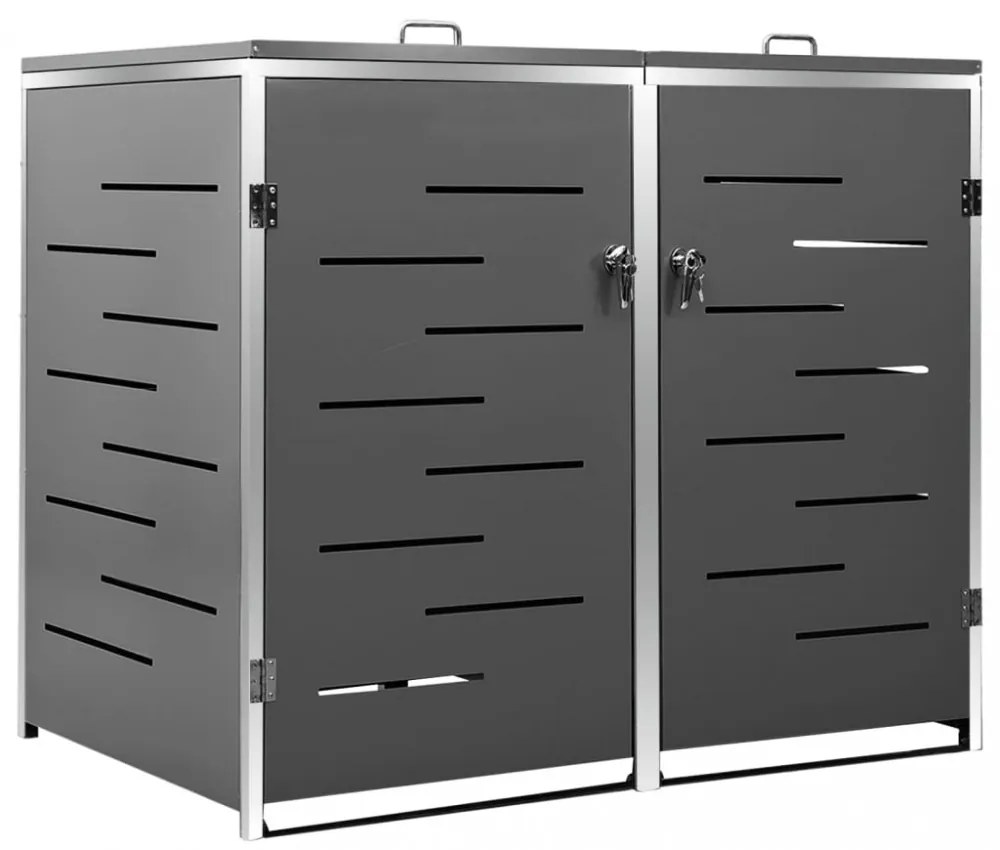 acéltároló két gurítható szemeteskukához 138 x 77,5 x 112,5 cm