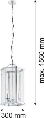 ARGON 1252 BODRUM Klasszikus Függesztett Lámpa Króm E27 IP20
