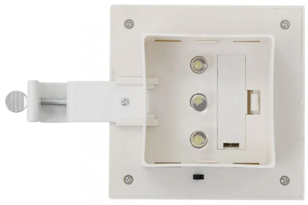 6 db négyszögletes fehér kültéri napelemes LED lámpa, 12 cm