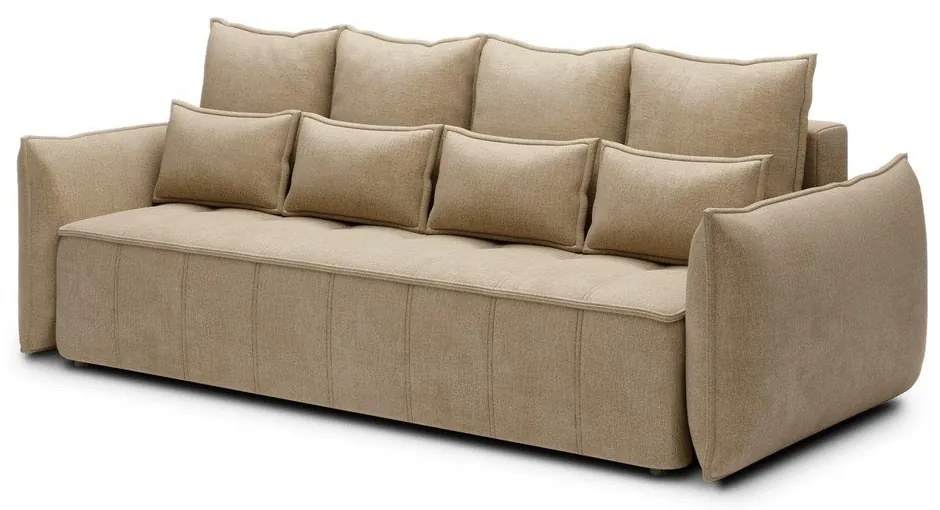 Világosbarna bársony kinyitható-tárolóhelyes kanapé 242 cm Weltton – ELTAP