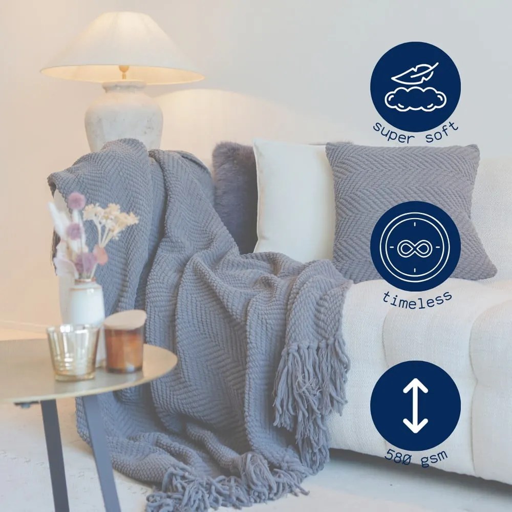 Fehéres bézs zsenília takaró 130x170 cm Renee – Tiseco Home Studio