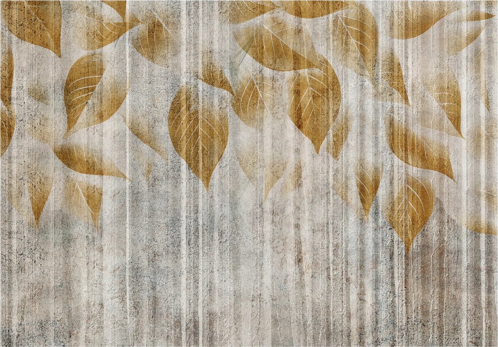 Fotótapéta Levelek A Betonon Bézs Boho Hálószoba Nappali Tapéta 350x250