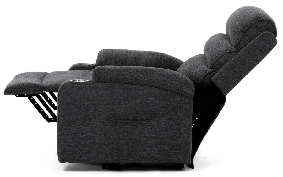 Fotoliu de relaxare electric și TV, 1 motor, tapițerie gri, încărcare wireless pentru telefoane mobile