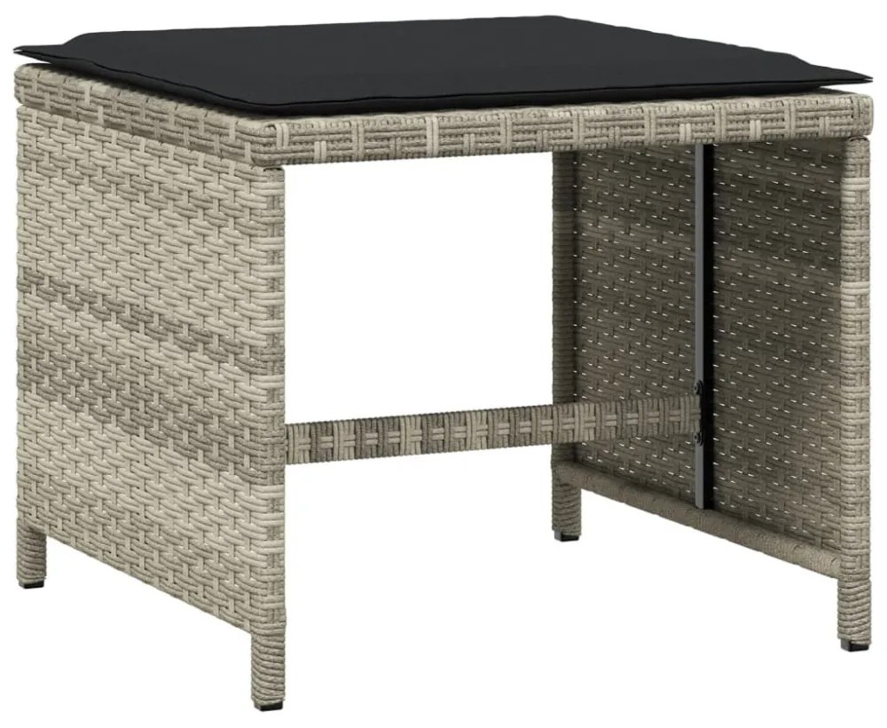 9részes világosszürke polyrattan kerti étkezőgarnitúra párnával