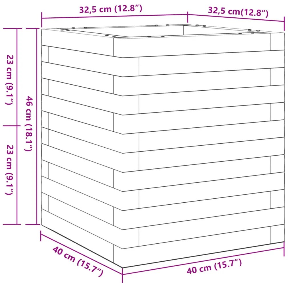vidaXL tömör fenyő kerti virágláda 40x40x46 cm
