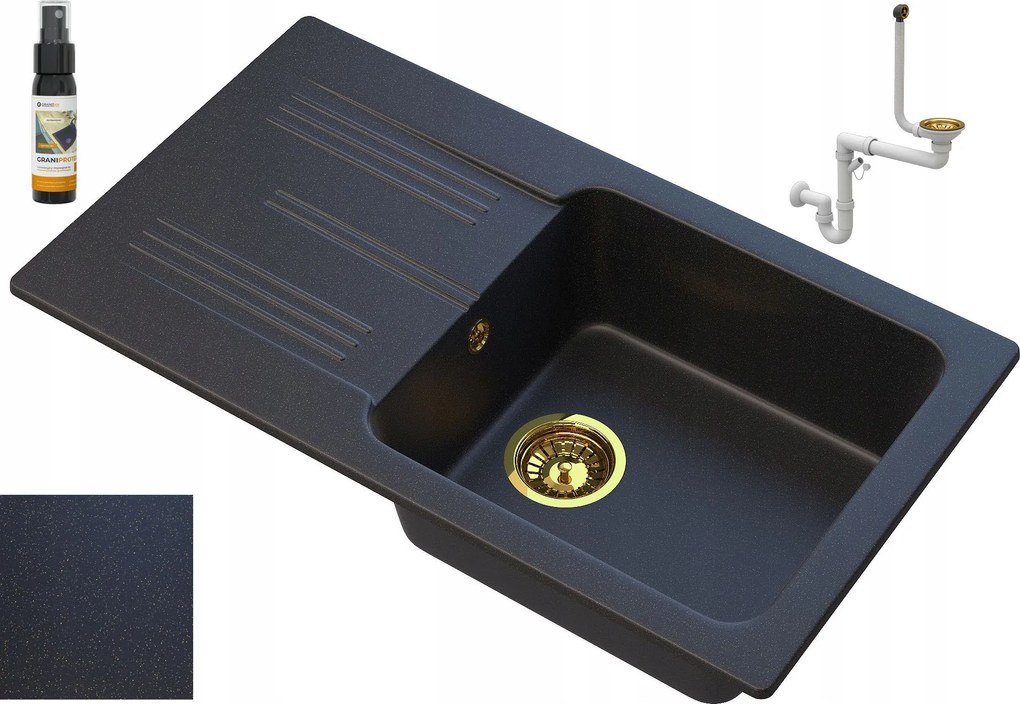 Fekete Gránit mosogató Arany Ada Szemcsékkel