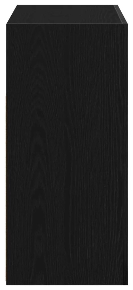 fekete tölgy komód LED világítással, 80x35x75 cm, MDF