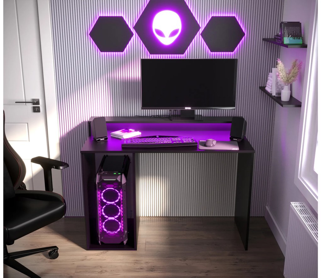 Sarok Gamer PC asztal Garrick 2 (fekete) (LED RGB világítással). Akció -6%. 1064135