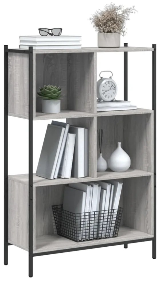 szürke sonoma színű szerelt fa könyvespolc 72x28x109 cm