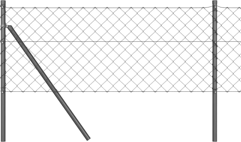 vidaXL Kerítésoszlop Szürke 10 x 0,4 m (60 x 60 mm háló) Acél és PVC