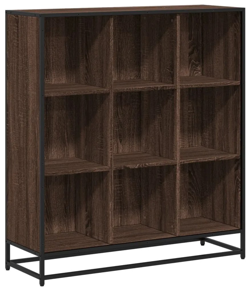 barna tölgy szerelt fa és fém könyvszekrény 97,5x33x107,5 cm