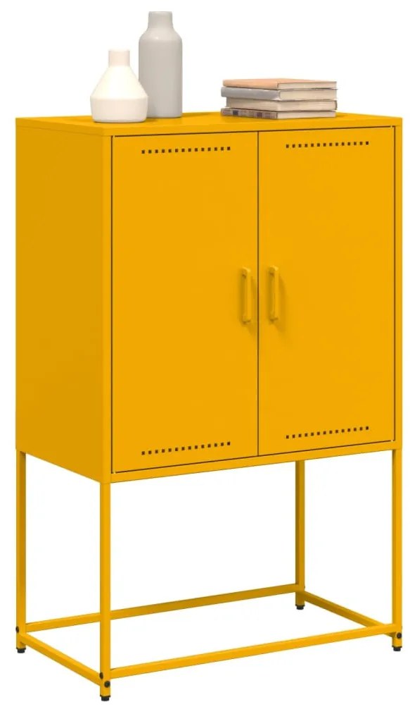 mustársárga acél magasszekrény 68,5 x 38,5 x 107 cm