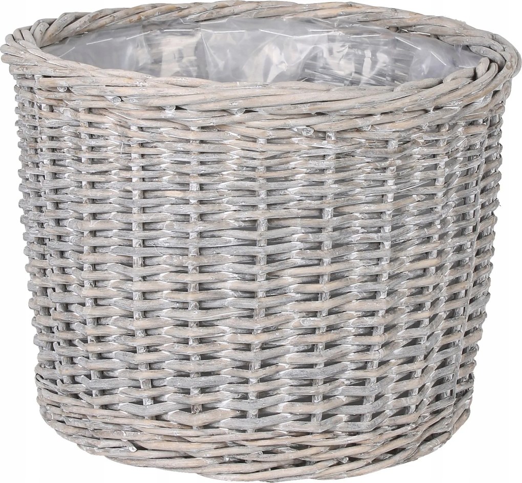 Kerek Szürke Fonott Kosár Fóliával 38x38x30 cm HD-090.L
