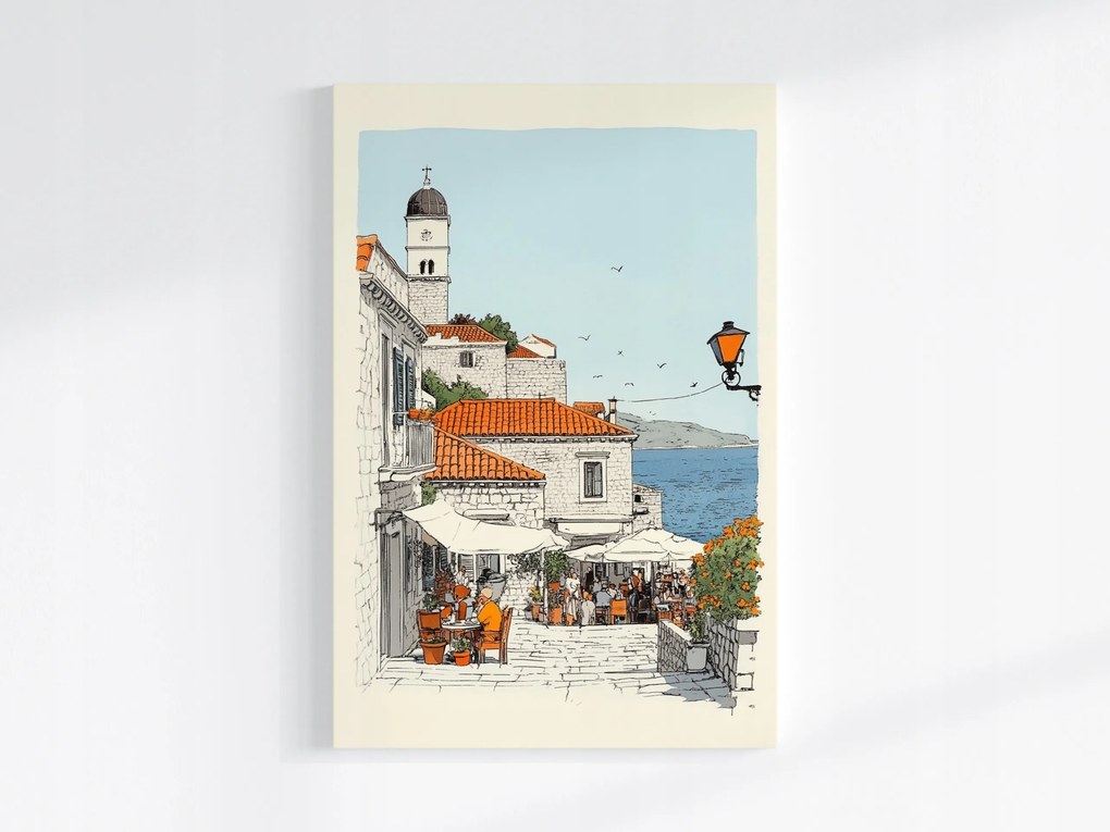 Poszter Horvátország Dalmácia Adria Kávézó Kilátás 80x120