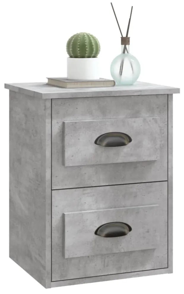 2 db betonszürke falra szerelhető éjjeliszekrény 41,5x36x53 cm