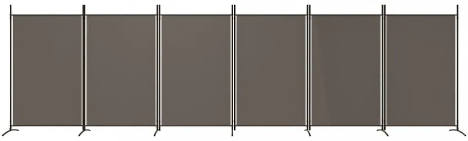 6 paneles antracitszürke szövet térelválasztó 520x180 cm