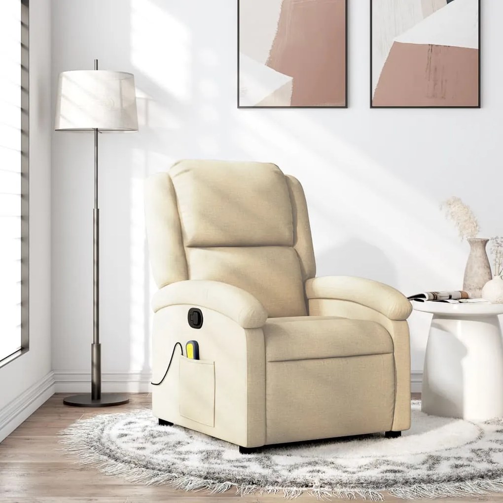 vidaXL krémszínű szövet dönthető masszázsfotel