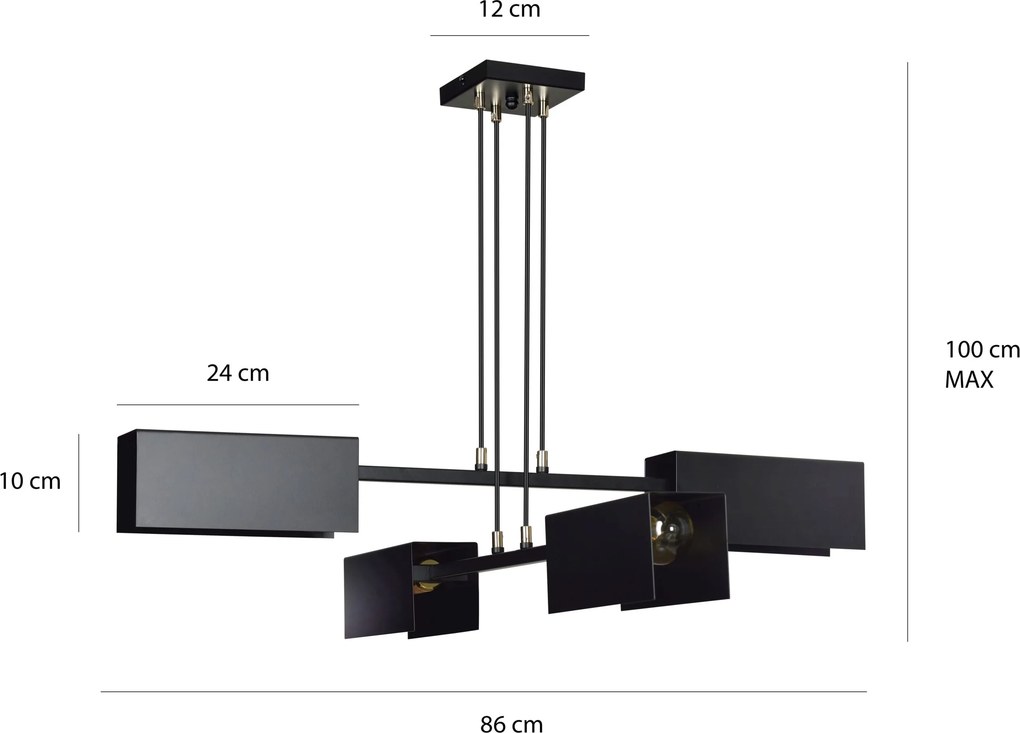Emibig modern függeszték tolos fekete arany emi633/4