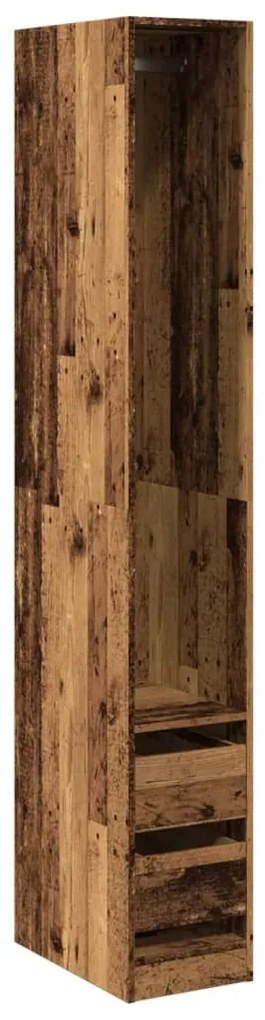 antik fa színű szerelt fa ruhásszekrény 30 x 50 x 200 cm