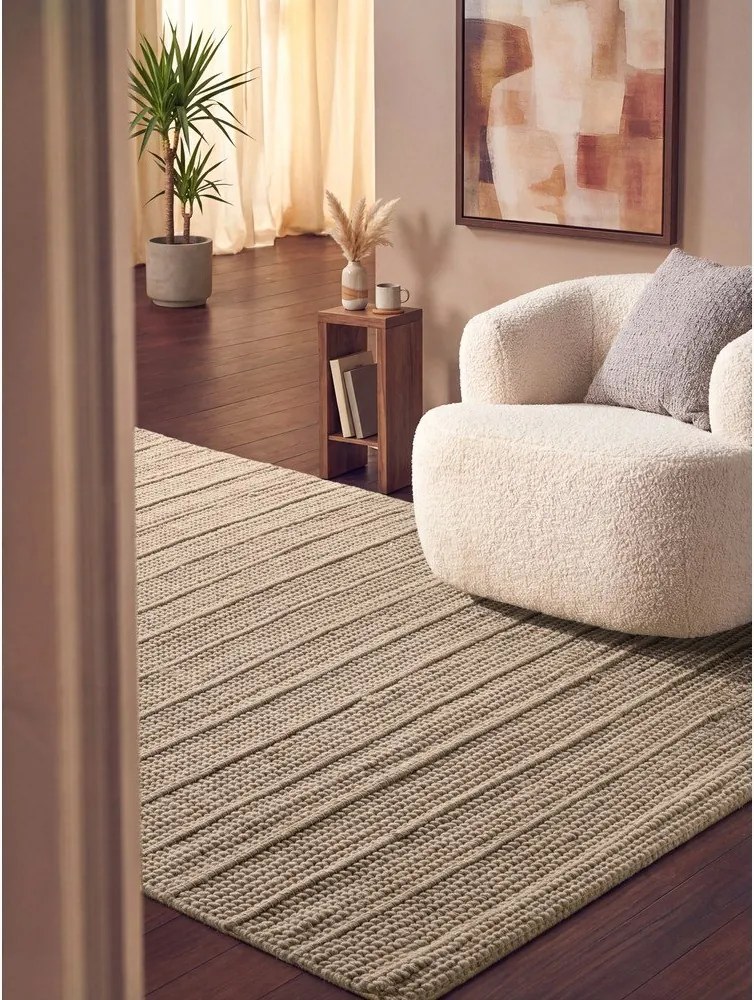 Bézs kézi szövésű gyapjú szőnyeg 80x150 cm Camden Parker – Ted Baker