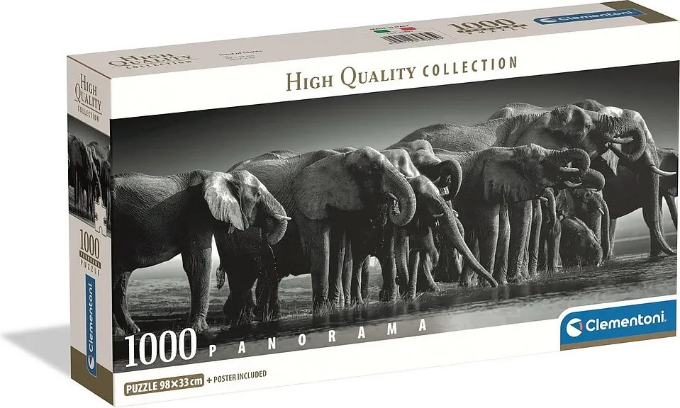 Elefánt Herd of Giants 1000 db-os panoráma Compact puzzle Clementoni