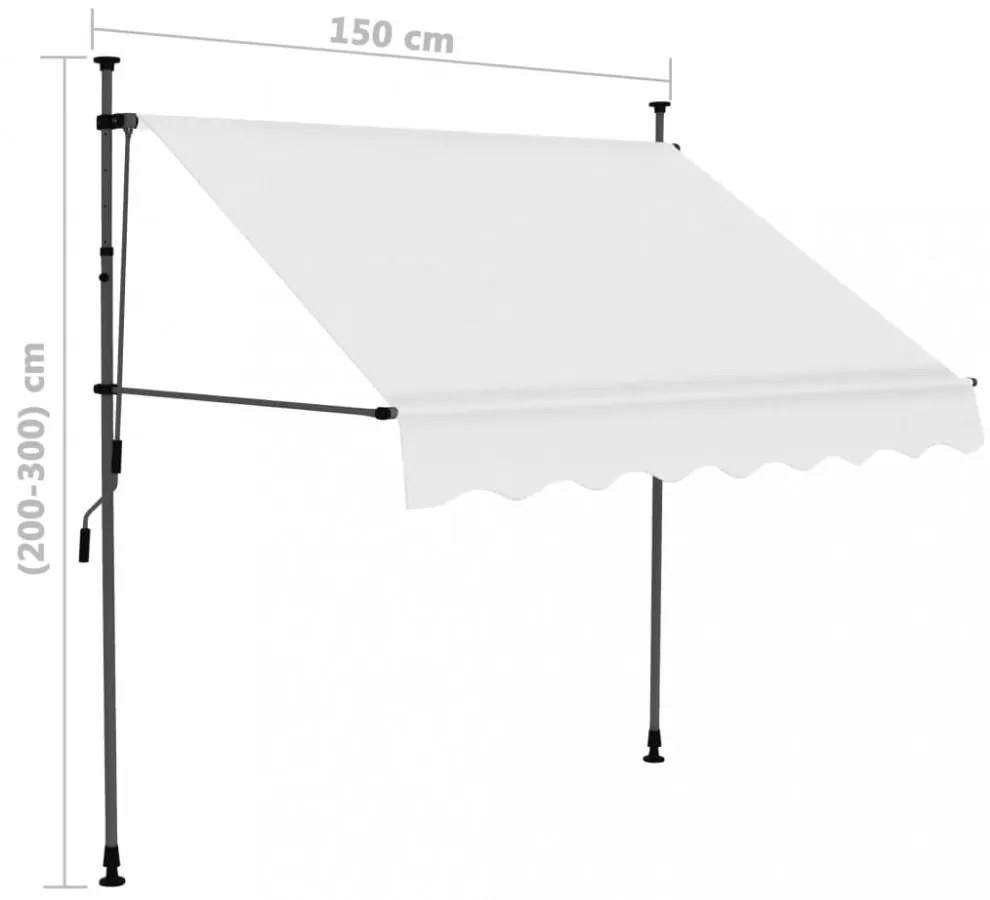 krémszínű kézzel kihúzható LED-es napellenző 150 cm