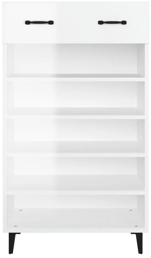 magasfényű fehér szerelt fa cipőszekrény 60 x 35 x 105 cm