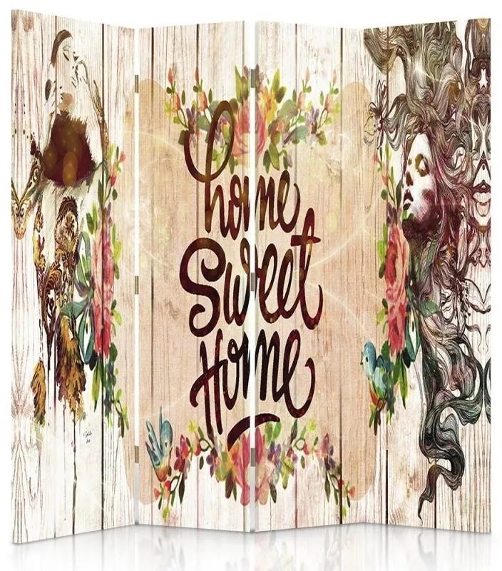 Gario Paraván Home Sweet Home felirattal Méret: 145 x 170 cm, Kivitelezés: Forgó paraván 360°