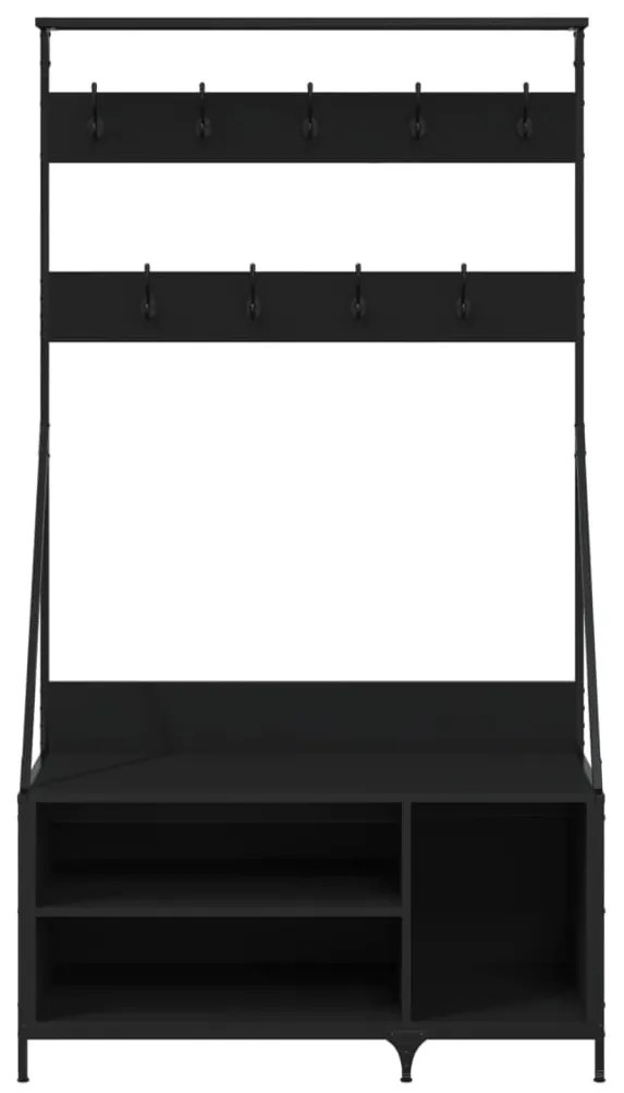 fekete ruhafogas cipőpolccal 100x41x184 cm