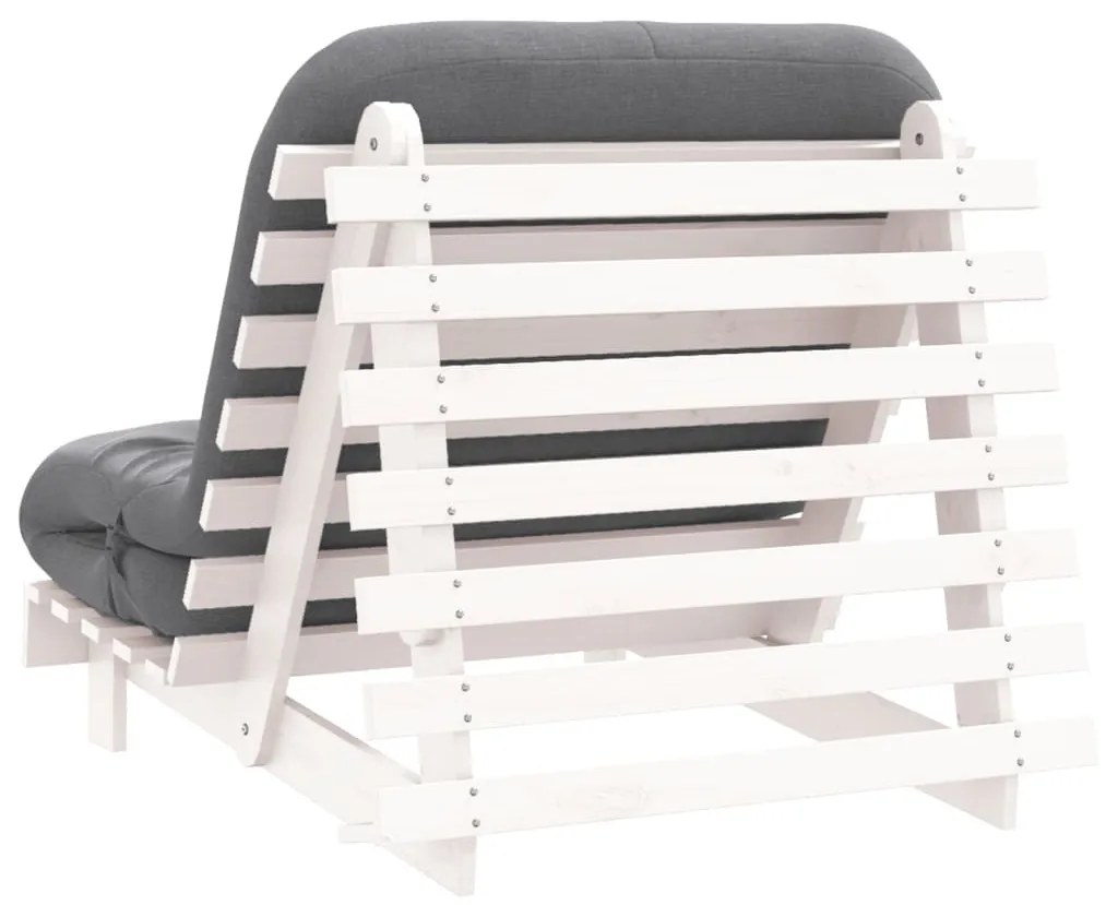 fehér tömör fenyőfa futon kanapéágy matraccal 80 x 206 x 11 cm