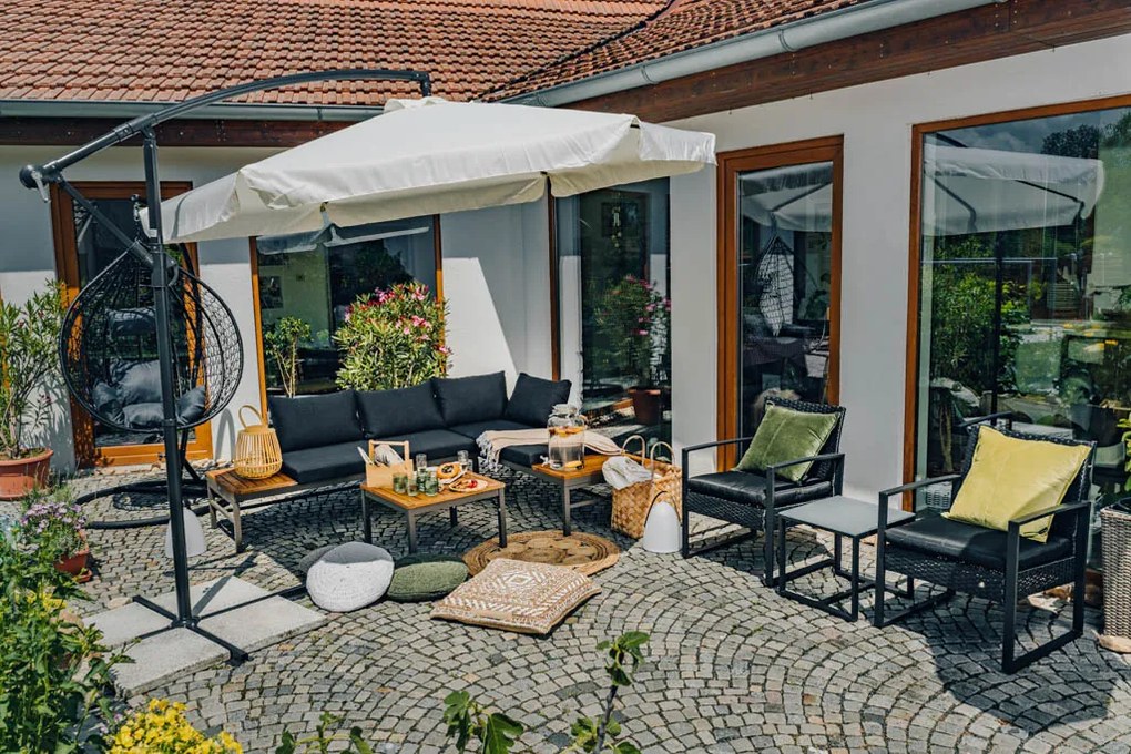 LEVI összecsukható kerti napernyő 300 cm, szürke + ingyenes csomagolás