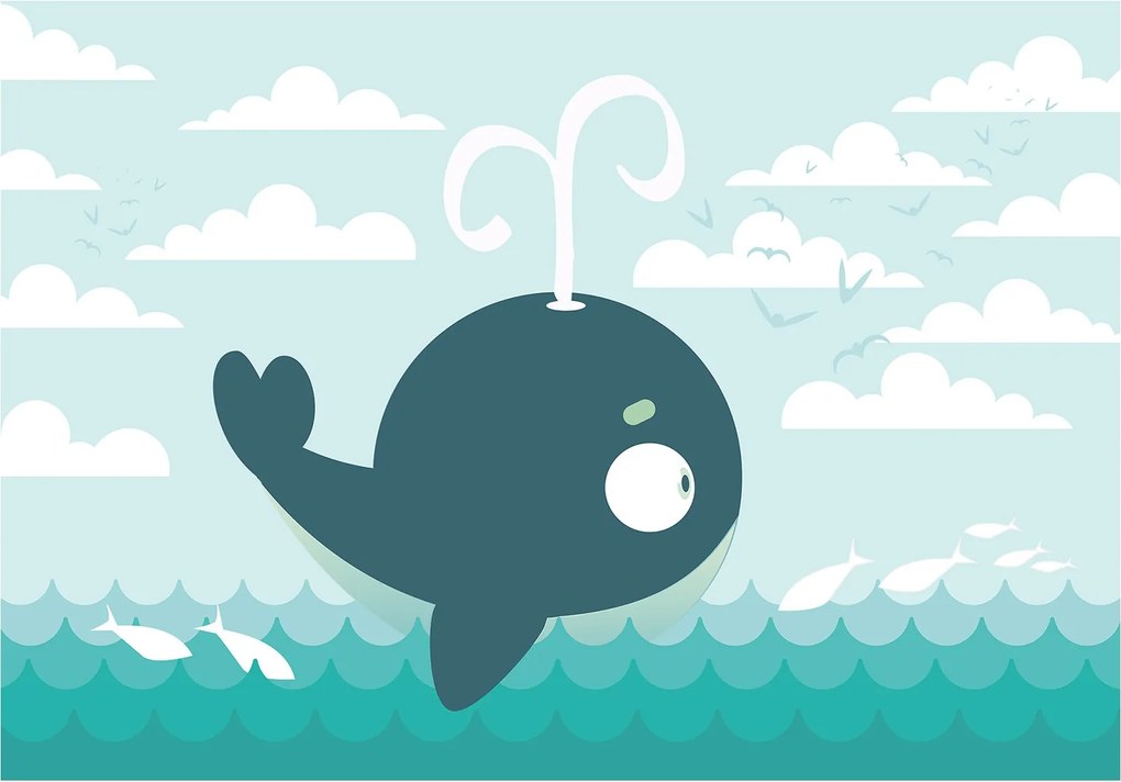 Fotótapéta Bálna a felhőkben tengeri mese a gyerekszobába 254x184 +ragasztó
