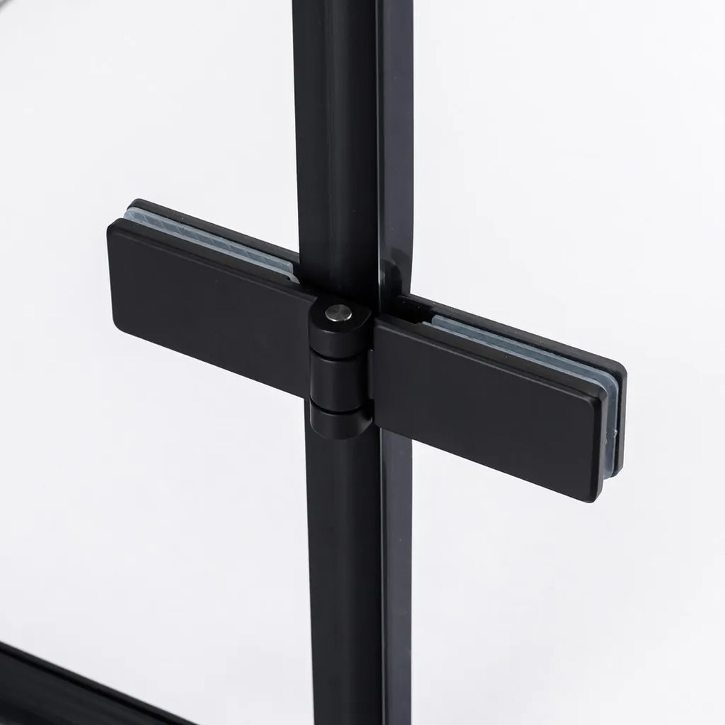 Stuxi Verona Black 70x90 aszimmetrikus csuklóajtós zuhanykabin 6 mm vízlepergető biztonsági üveggel, fekete