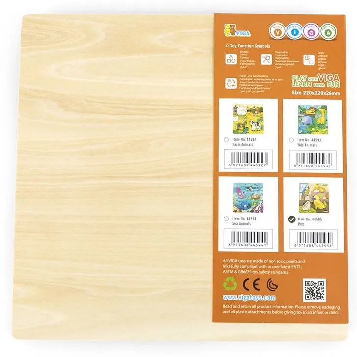 Gyermek fa puzzle Viga Háziállatok 4 db