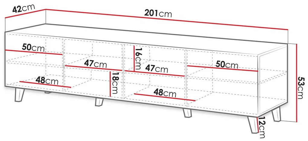 HAER 2 stílusos TV asztal - wotan tölgy / fekete