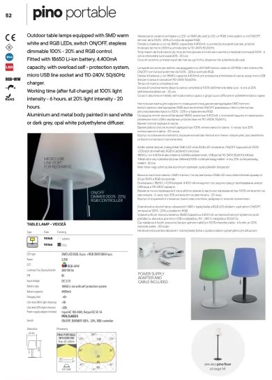 Redo 90166 - LED RGB Kültéri dimmelhető asztali lámpa PINO LED/2,6W/230V IP44