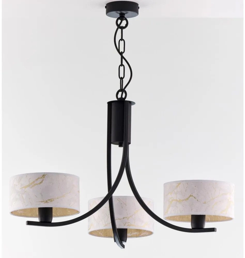 Jupiter 2103 - ARTHUR láncos csillár 3xE27/15W/230V fehér/fekete/márvány dekor