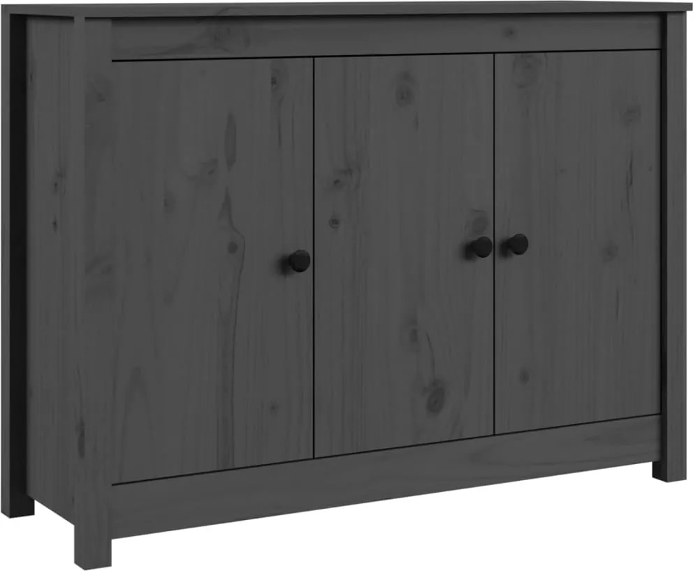 vidaXL szürke tömör fenyőfa tálalószekrény 100 x 35 x 74 cm